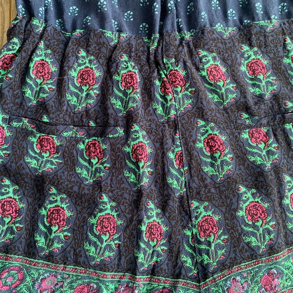 Anthropologie Ett:Twa Blue Kaleo Boho Floral Print Off The Shoulder Romper - Picture 7 of 14